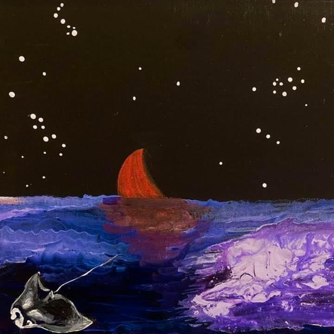 stingray and moon art