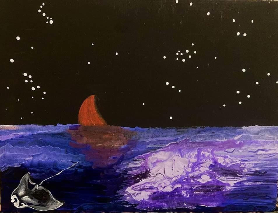 stingray and moon art